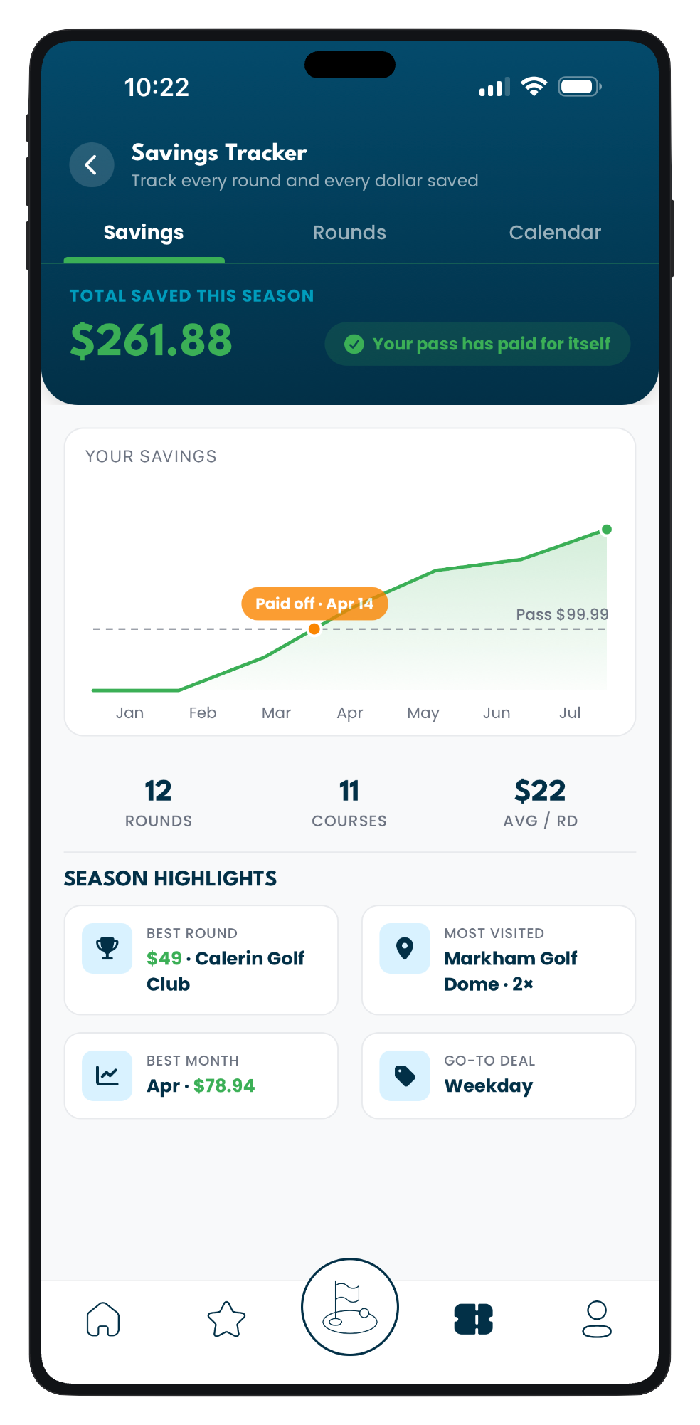 In-app Savings Tracker